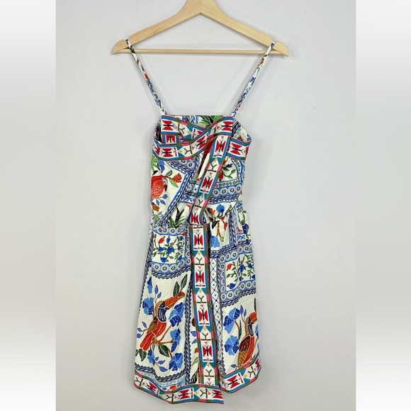 Farm Rio Tropical Tiles Embroidered Mini Dress Size XS - Picture 3 of 7